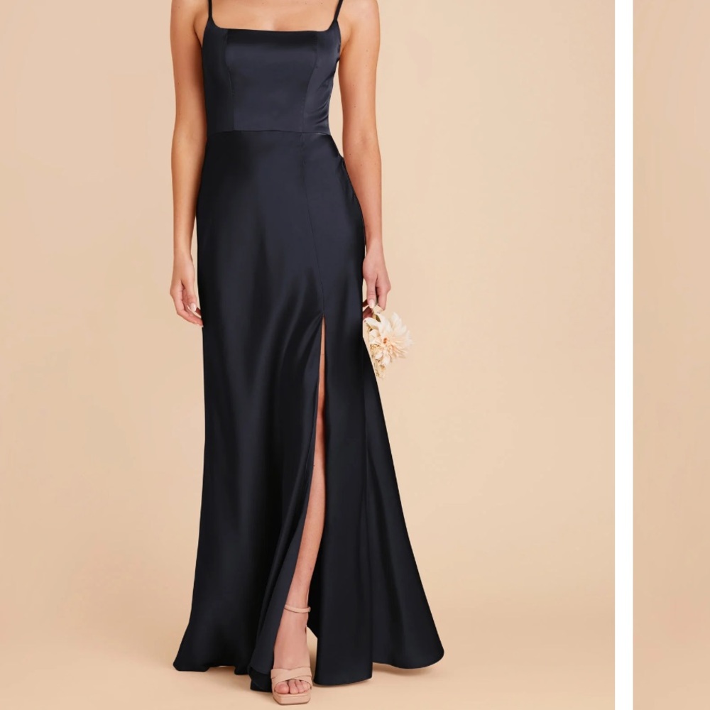 Birdy Grey Mai Satin Bridesmaid Dress Navy Size 8 Formal Wedding Guest Long Gown
